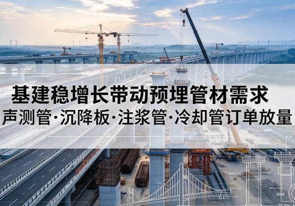 雁峰基建稳增长带动预埋监测管材需求，声测管、沉降板、注浆管订单持续放量